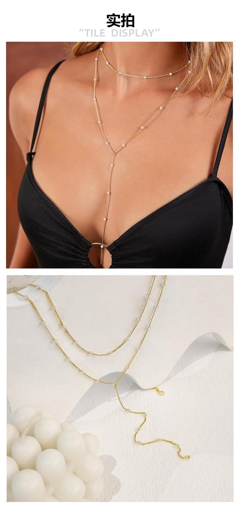 The new fashionable Y-shaped lasso necklace with a sense of design and zircon pendant with a simple and elegant look for women