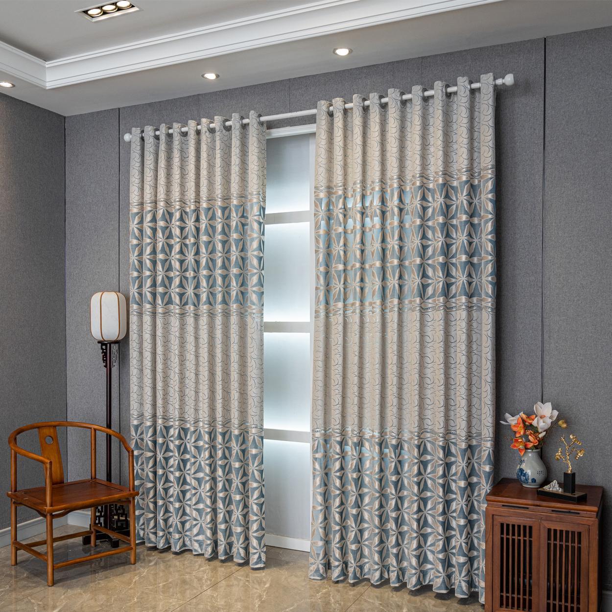 Geometric Pattern Window Curtain Panel, Easy Install Curtain, Modern Grommet Privacy Curtain for Living Room, Balcony, Bedroom and Restaurant, Home Decorative
