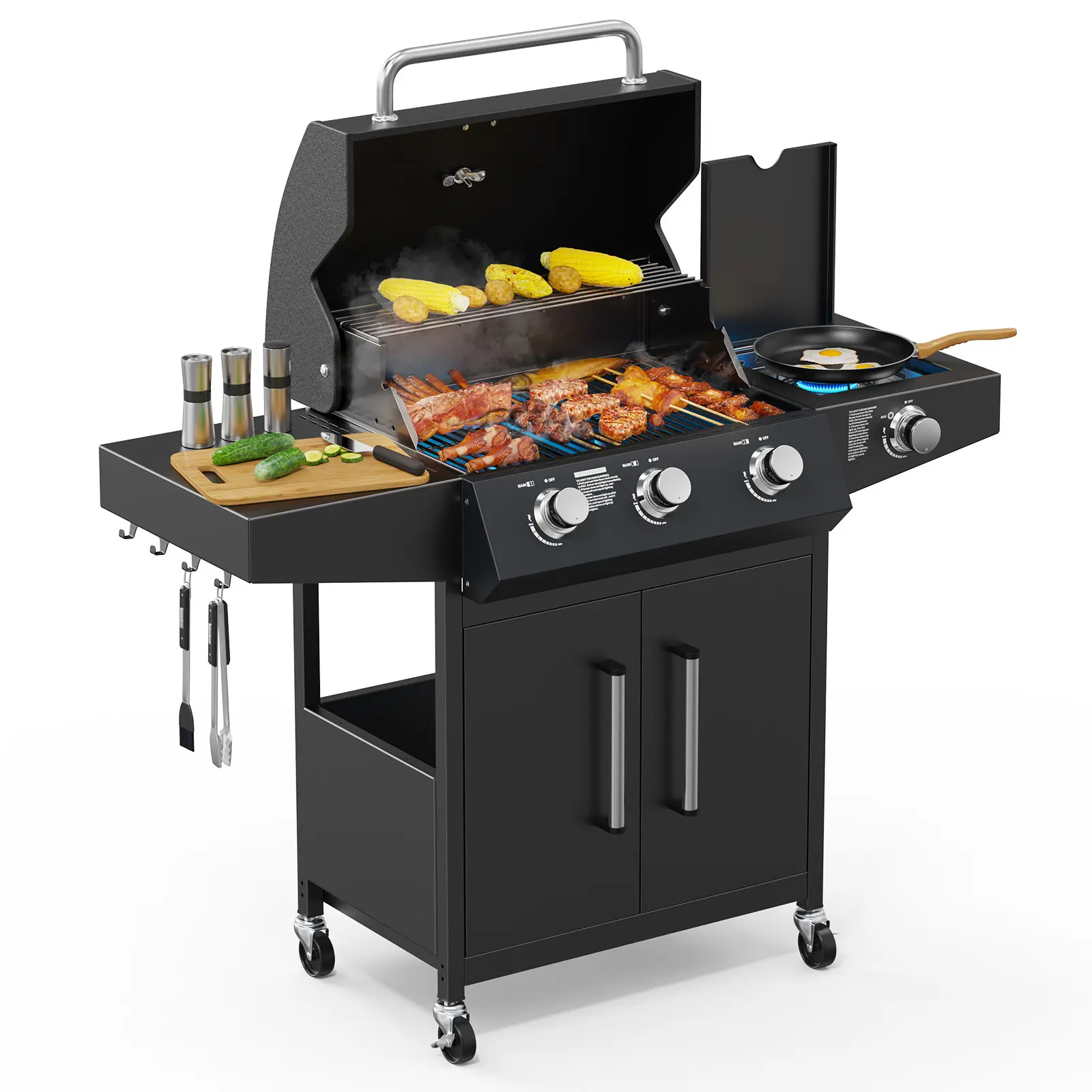 Outdoor gas stove, barbecue grill, dual stove, 2 burners, 150, 000 BTU high-pressure stove, camping picnic, backyard barbecue, home cooking, canned Turkey, frying, 20 PSI regulator