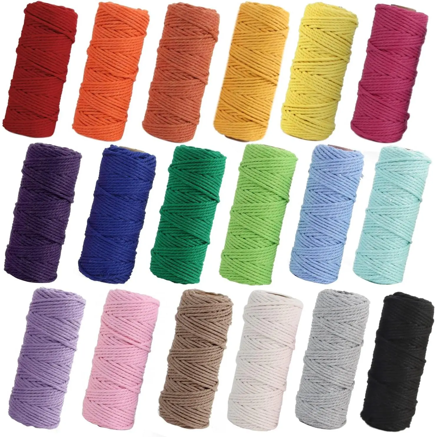 Macrame Cord 2mm x 590 Yards 18 Rolls   Cord 3 Stands Jute Twine String Soft Rope  Colored Yarns for DIY Knitting Knotting Craft Macrame Project Supplies