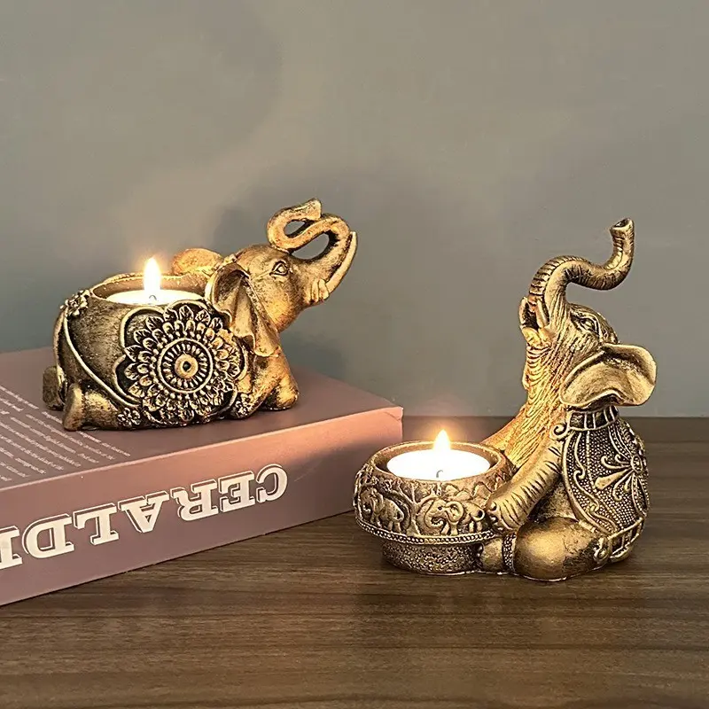 Halloween Animal Elephant Resin Candle Holder, Tabletop Decorative Ornament, Office Desk Decoration, Gift Item, Saint Elephant Desktop Display