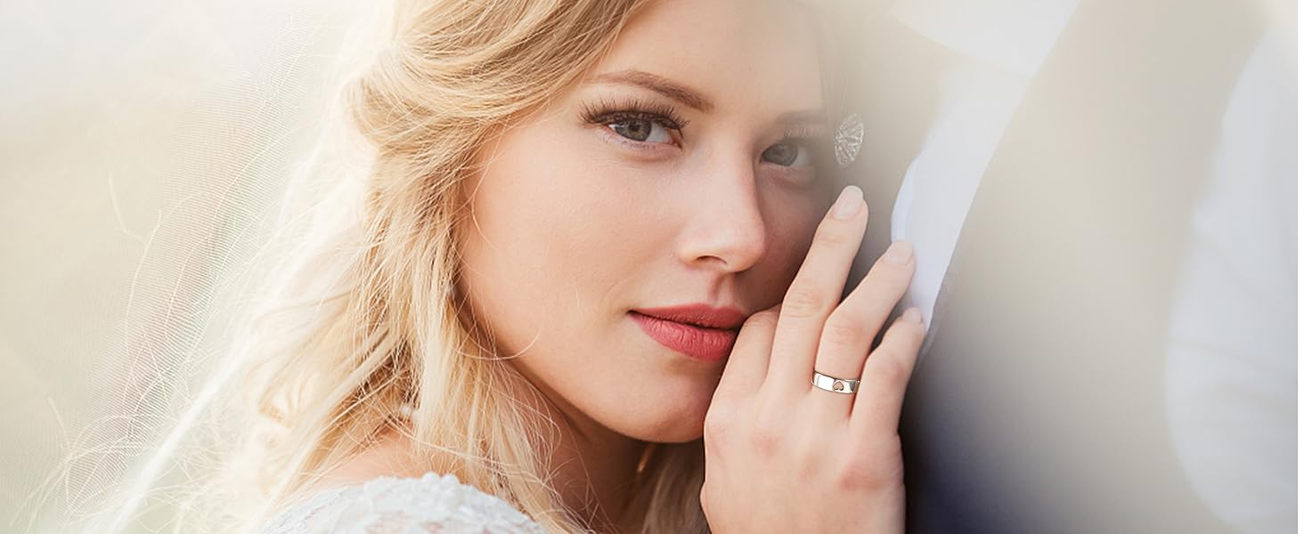 925 Sterling Silver Matching Couple Rings - Heart Promise Wedding Band Set for Him & Her, Adjustable I Love You Rings, Valentine's Day Couples Gift