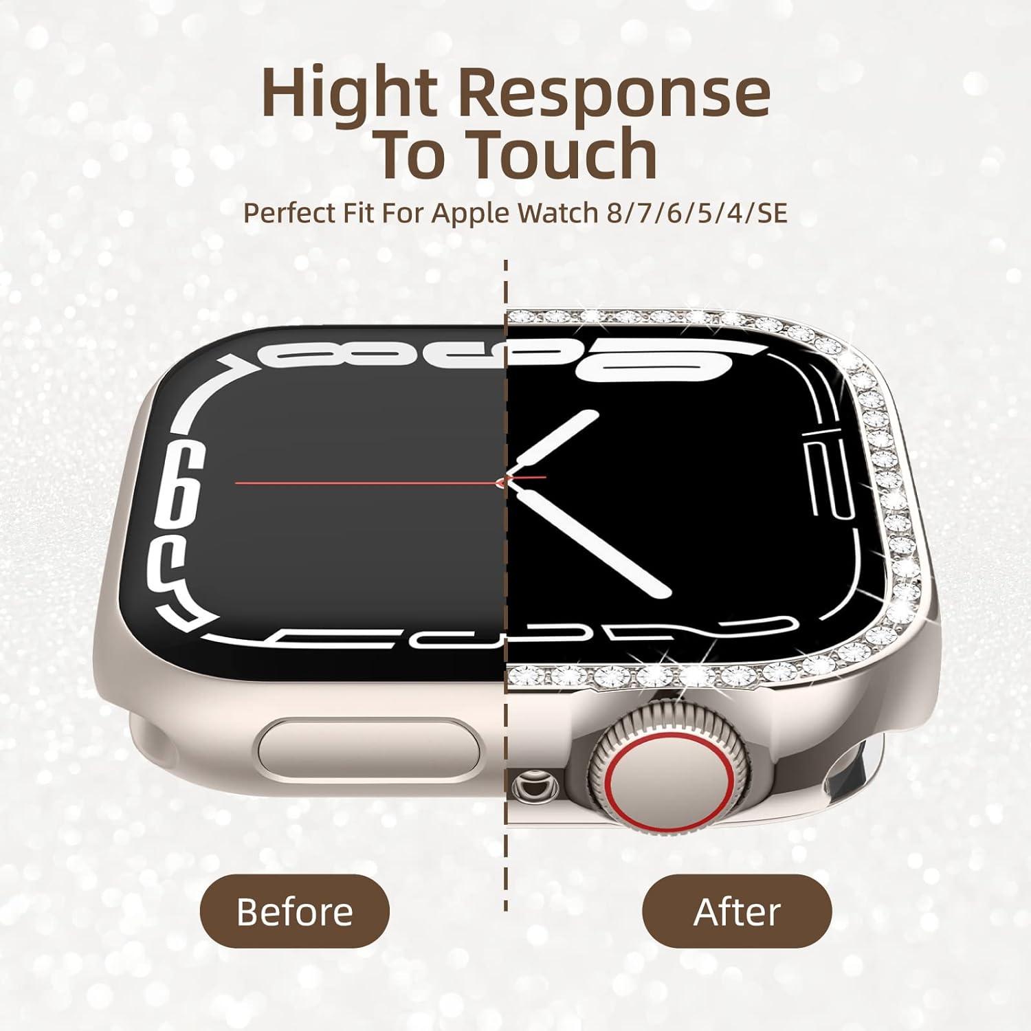Bling Apple Watch Case with Screen Protector – Diamond Protective Cover, Full Protection for Apple Watch Series 4–10 & SE (40/41mm & 42/44/45/46mm)