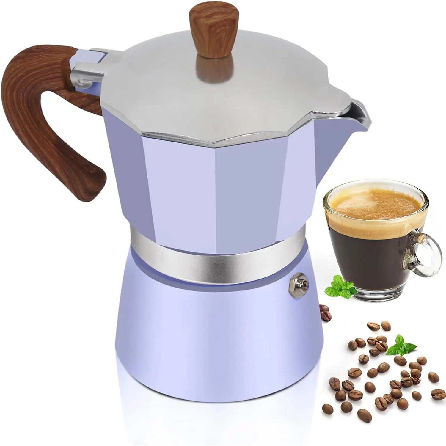 3 Cup 150ml Moka Pot Express Coffee Maker Stovetop Espresso Colorful Coffeemaker Italian Classic Style Brewing Greca Cafe Mocha Machine for Cafeteras Lover Camping Travel and  Use 5oz