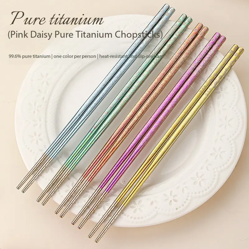 High-End Pure Titanium Chopsticks Gift Box, New Chinese Style Ice Crystal Gradient Design, Portable Single Person Titanium Cutlery, Perfect Holiday Gift