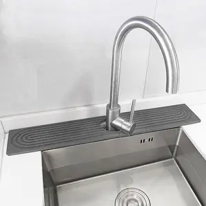 Stone Faucet Mat For Kitchen Sink with Raised , 23.6" Long Diatomite Quick Drying Stone Sink Tray, Super Absorbent Kitchen Sink Splash Guard Sink Protectors for Kitchen Bathroom Counter