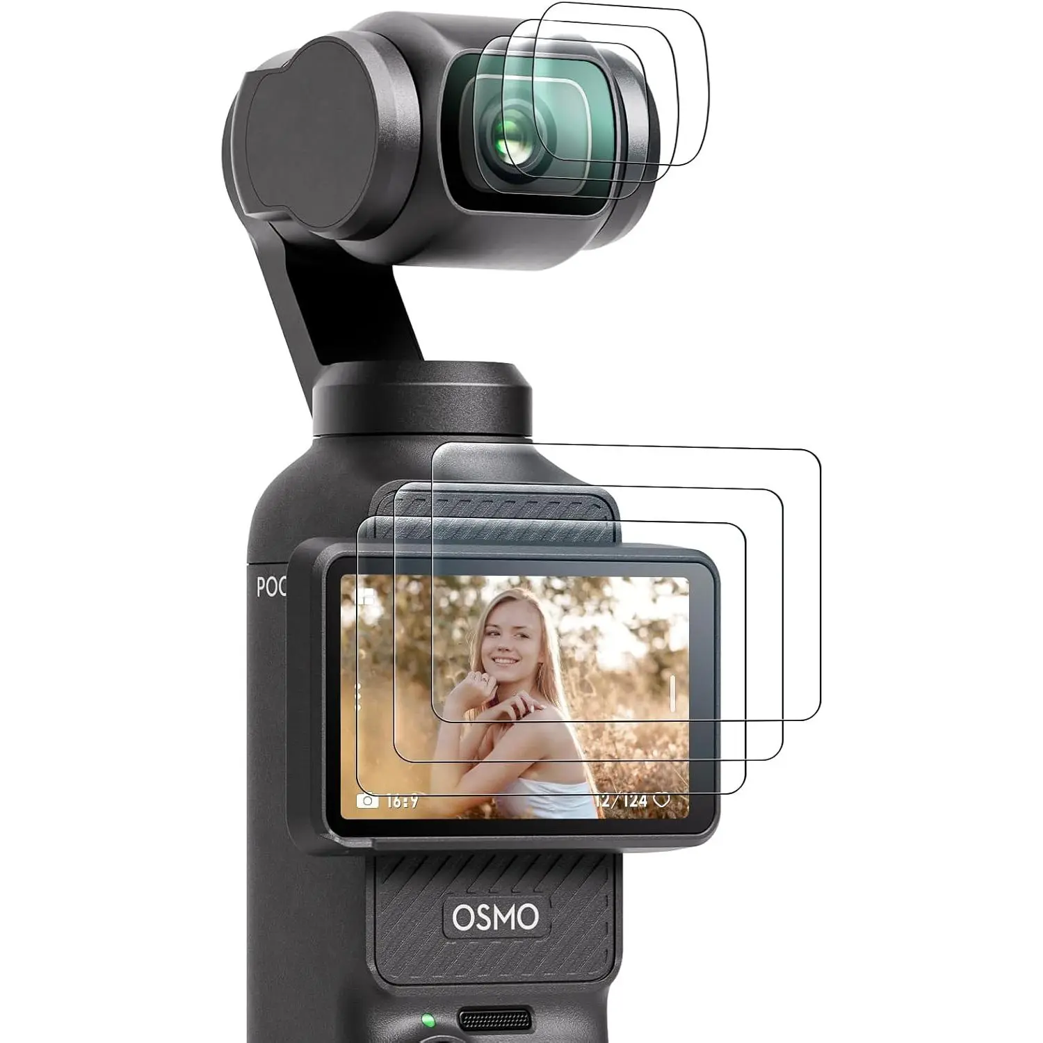Tempered Glass Screen Protector for DJI Osmo Pocket 4/3/Xtra Muse Handheld Camera, 6-Piece Camera Accessories, Pocket4 OLED Display Cover, Full HD, 9H Surface Hardness, Scratch-Proof Protection