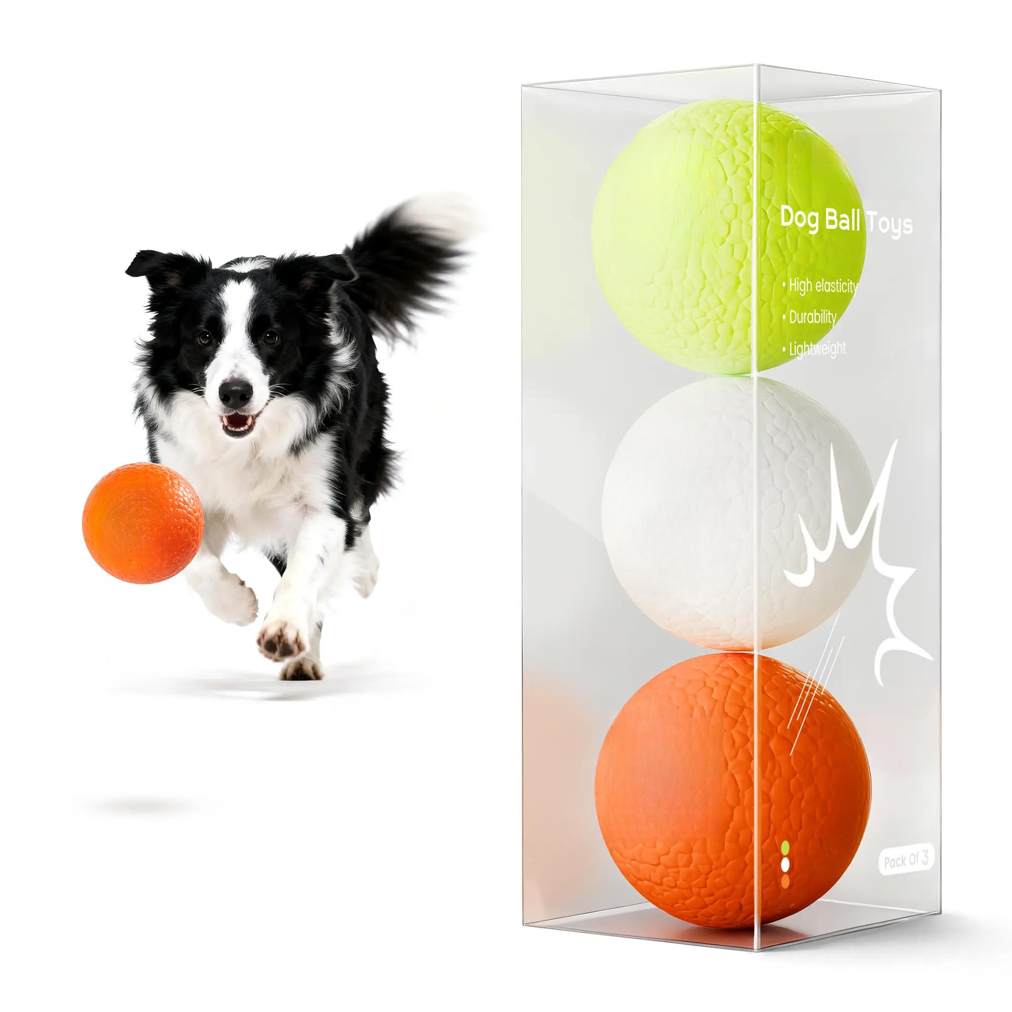 Dog Ball Toys for Aggressive Chewers – 3 Pack E-TPU Bouncy Pet Fetch Balls Floating Water Pool Toy for Small & Large Dogs, Indoor & Outdoor 2.8 Inch Diameter