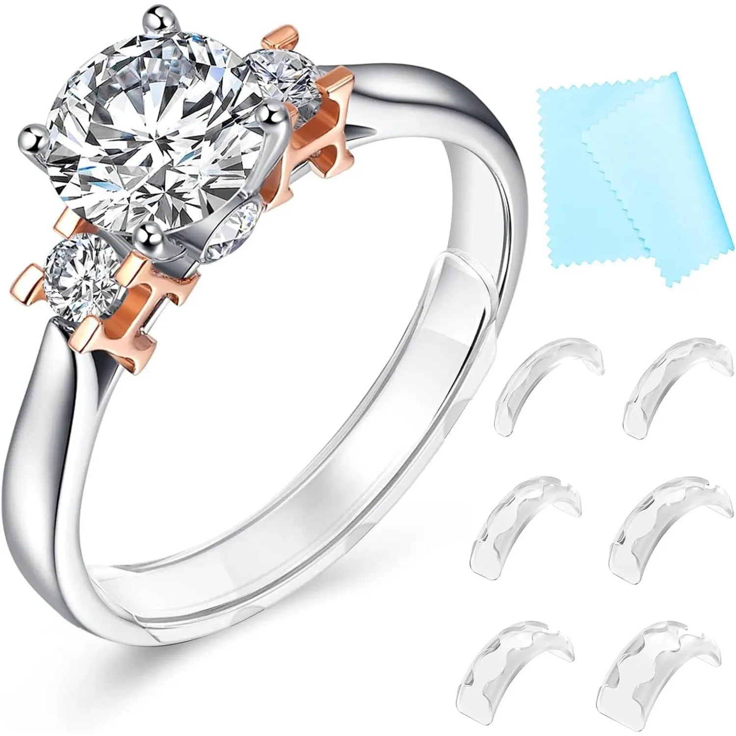 Ring Size Adjuster for Loose Rings - Clear Invisible Ring Guard, Spacer & Tightener | Sil. Resizer Extender