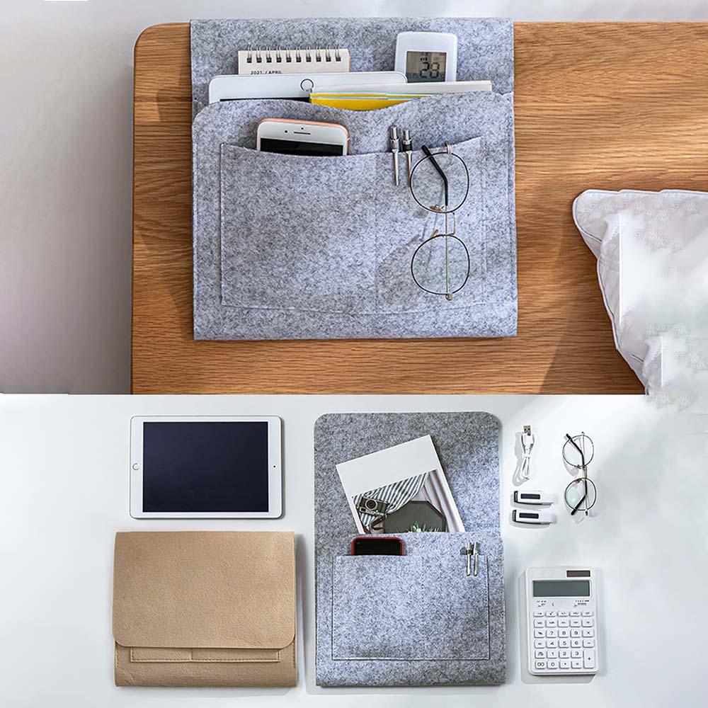 Felt Bedside Hanging Storage Bag, Hangable Storage 1 Count Mobile Phone Remote Control Tissue Storage Bag, Bedside Book Storage Hanging Bag, Home Organizer for Bedroom