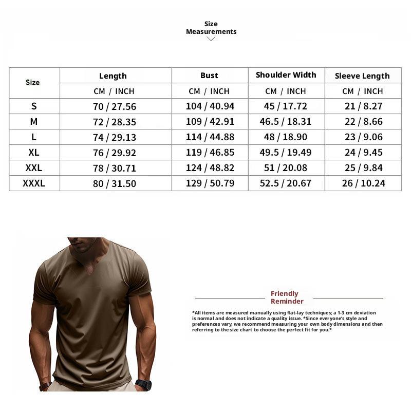 Men's Solid Color V Neck Tee, Regular Fit Casual Quick-dry Skin-friendly Short Sleeve T-shirt for Summer, Men's Top for Daily Wear, Tropical