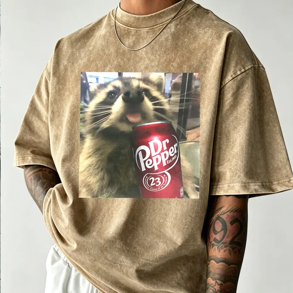 Vintage Washed Raccoon Dr Pepper T-Shirt | Funny Cute Soda Graphic Tee,  Streetwear Unisex Shirt