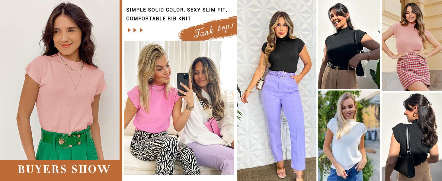 Saodimallsu Women's Short Sleeve Sweater Mock Neck Summer Casual Basic Knit Slim Fitted Pullover Tops Shirt in Khaki Hue