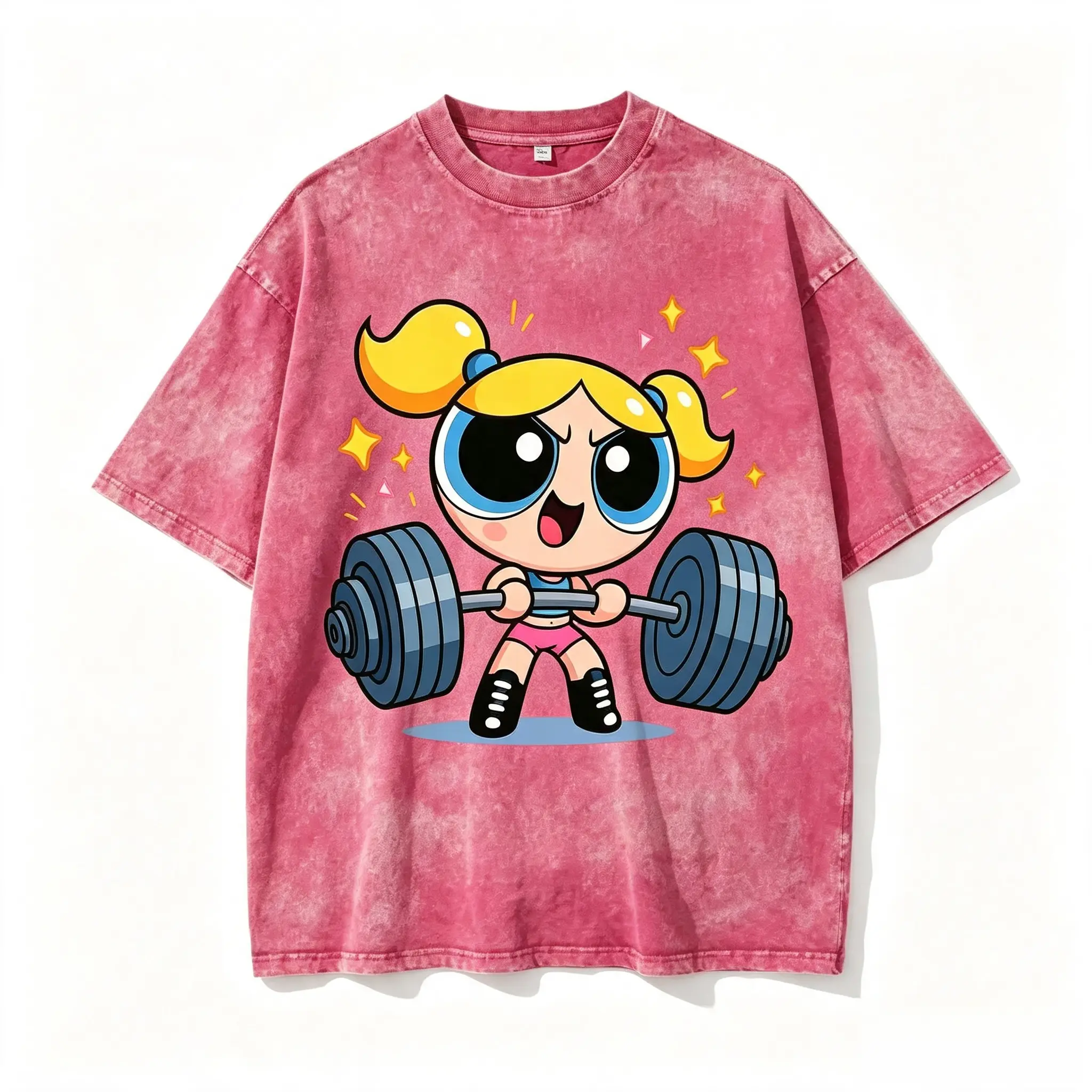 Y2K Bubleess # Powerpuffff Girls Gym T-Shirt, Cute Weightlifting Cartoon Shirt, Cartoon Character Shirt, Unisex Graphic Tee, Heavy Lifting Shirt, Gym Shirt, Gift for Fan # Powerpuffff, Youth & Adult Shirt
