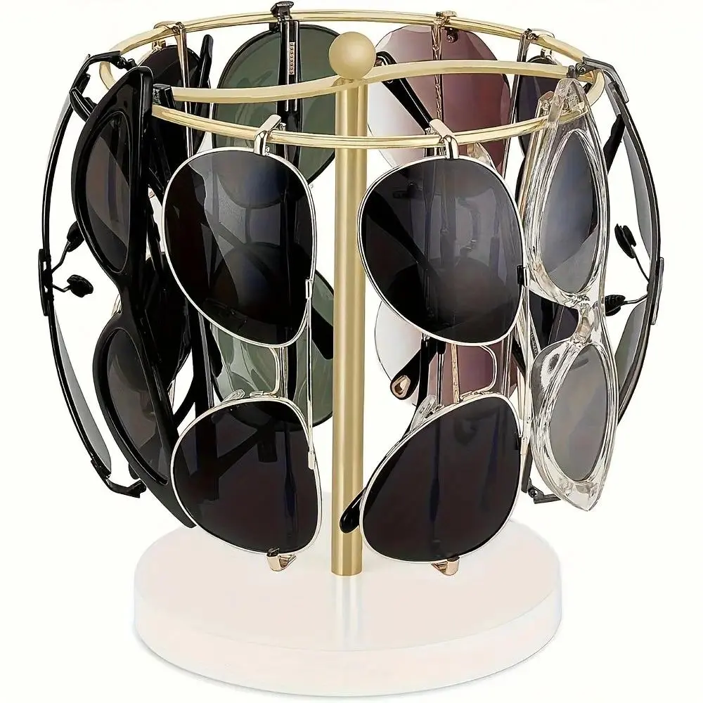 Sunglasses Organizer & 12-Pair Glasses Holder Stand - Multi-Slot Sunglass Storage Display Rack, Stylish Space-Saving Eyewear Organizer for Dresser Desk Countertop