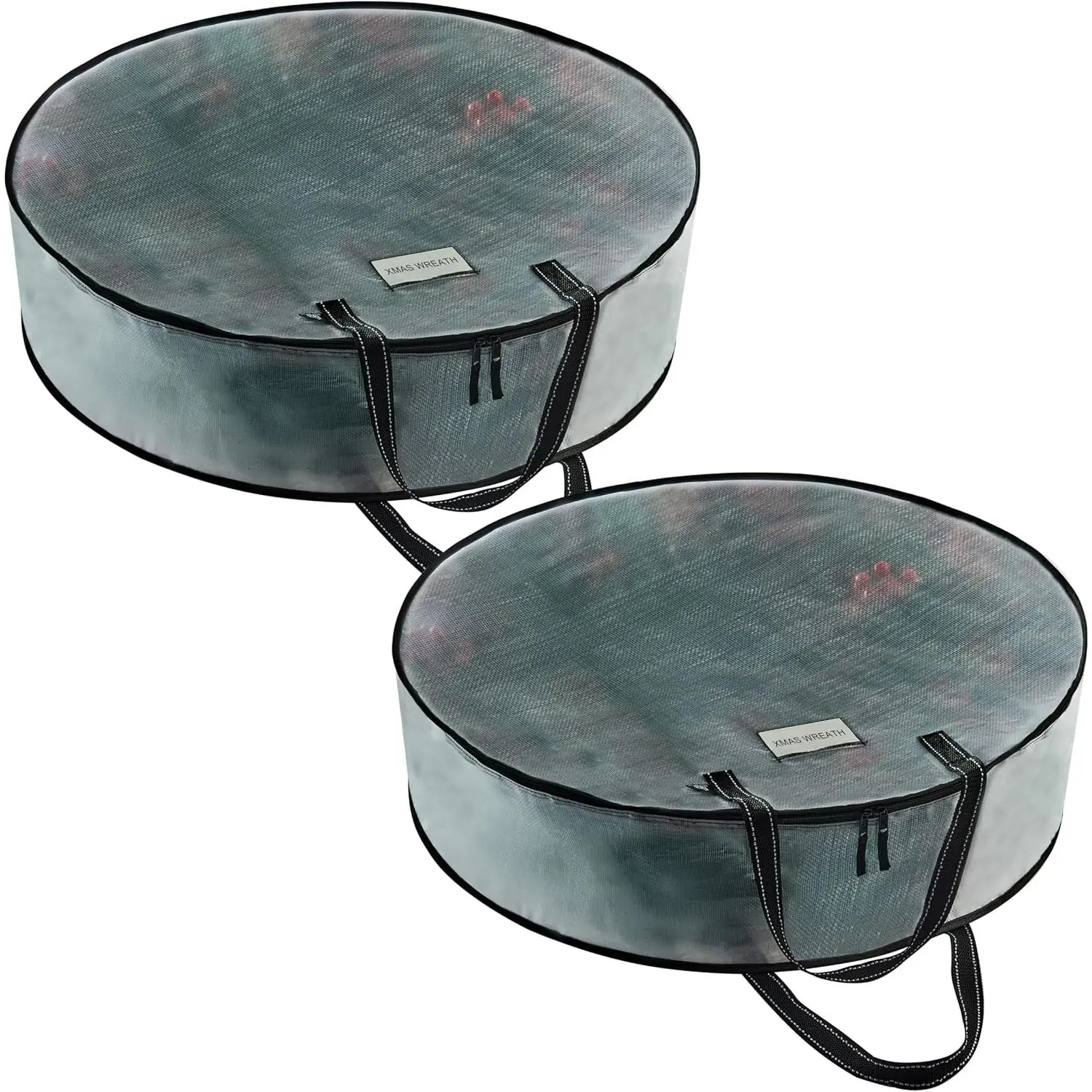 2 Pack Summer Wreath Storage Container, 24 Inch Clear Wreath Bag, Spring, Christmas Garland Decoration Organizers with Zipper and Durable Handles (Clear, 24"-2 Pack)