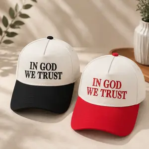 In God We Trust Trucker Hat, Embroidered Two Tone Baseball Cap for Men Women, Vintage Streetwear Dad Hat, Adjustable Outdoor Casual Hat