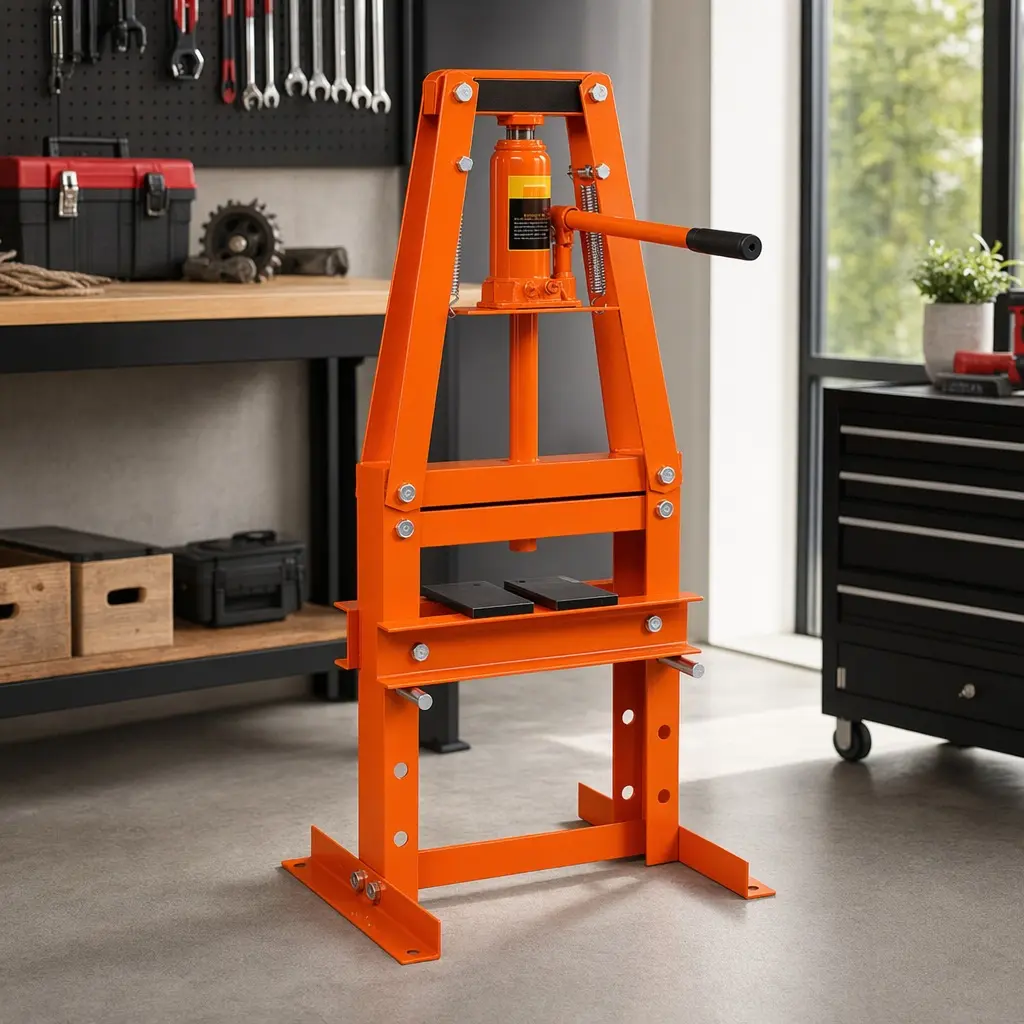 ARCH 6-Ton Hydraulic A-Frame Shop Press, Benchtop Garage Floor Press with Press Plates, Orange, Carbon Steel, Adjustable Height, 6-Ton Capacity