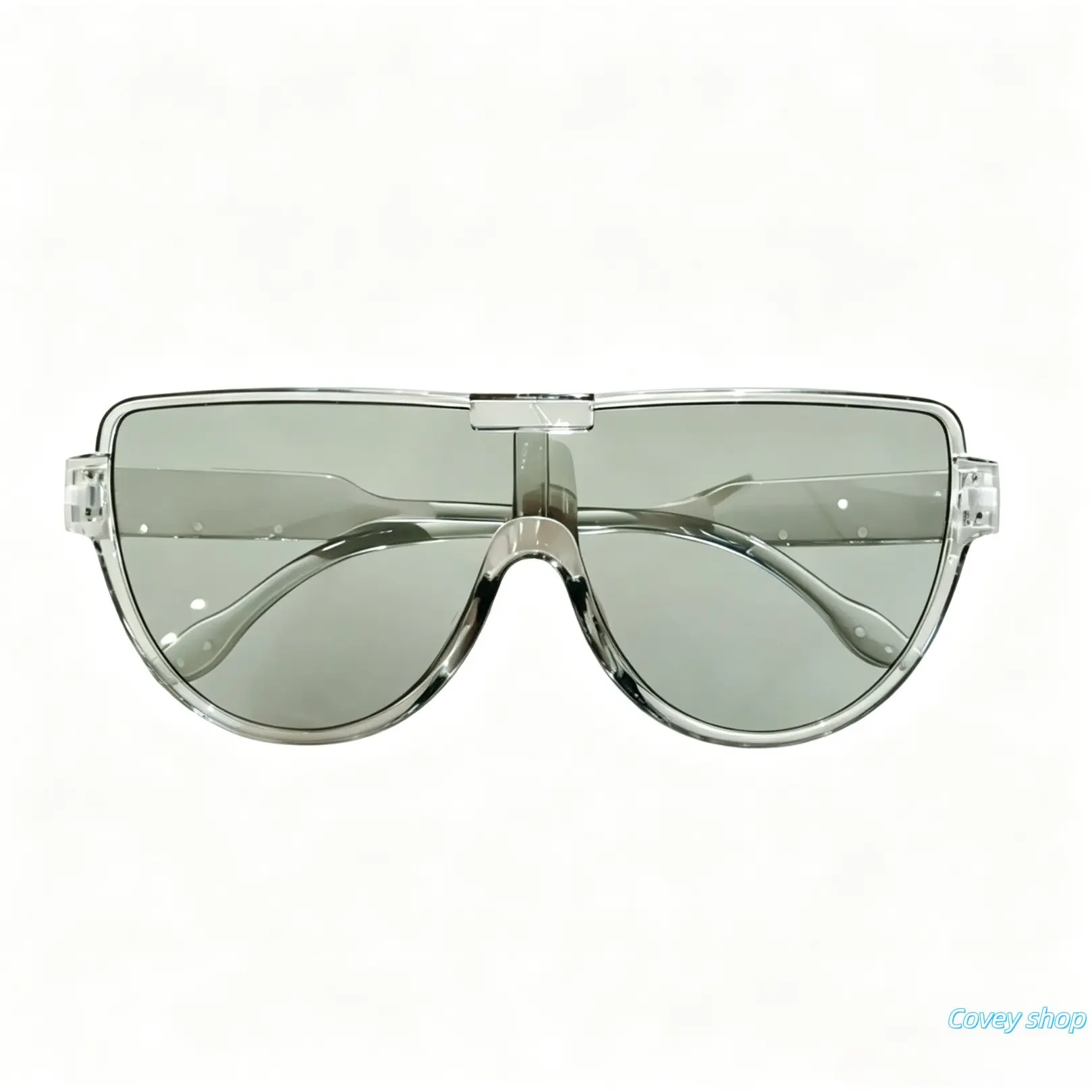 Unisex Solid Color Aviator Shield Sunglasses, Minimalist Transparent Frame Shades, Versatile Fashion Accessory For Daily Wear, Driving, Travel And All Kinds Of Outdoor Activities For Men And Women