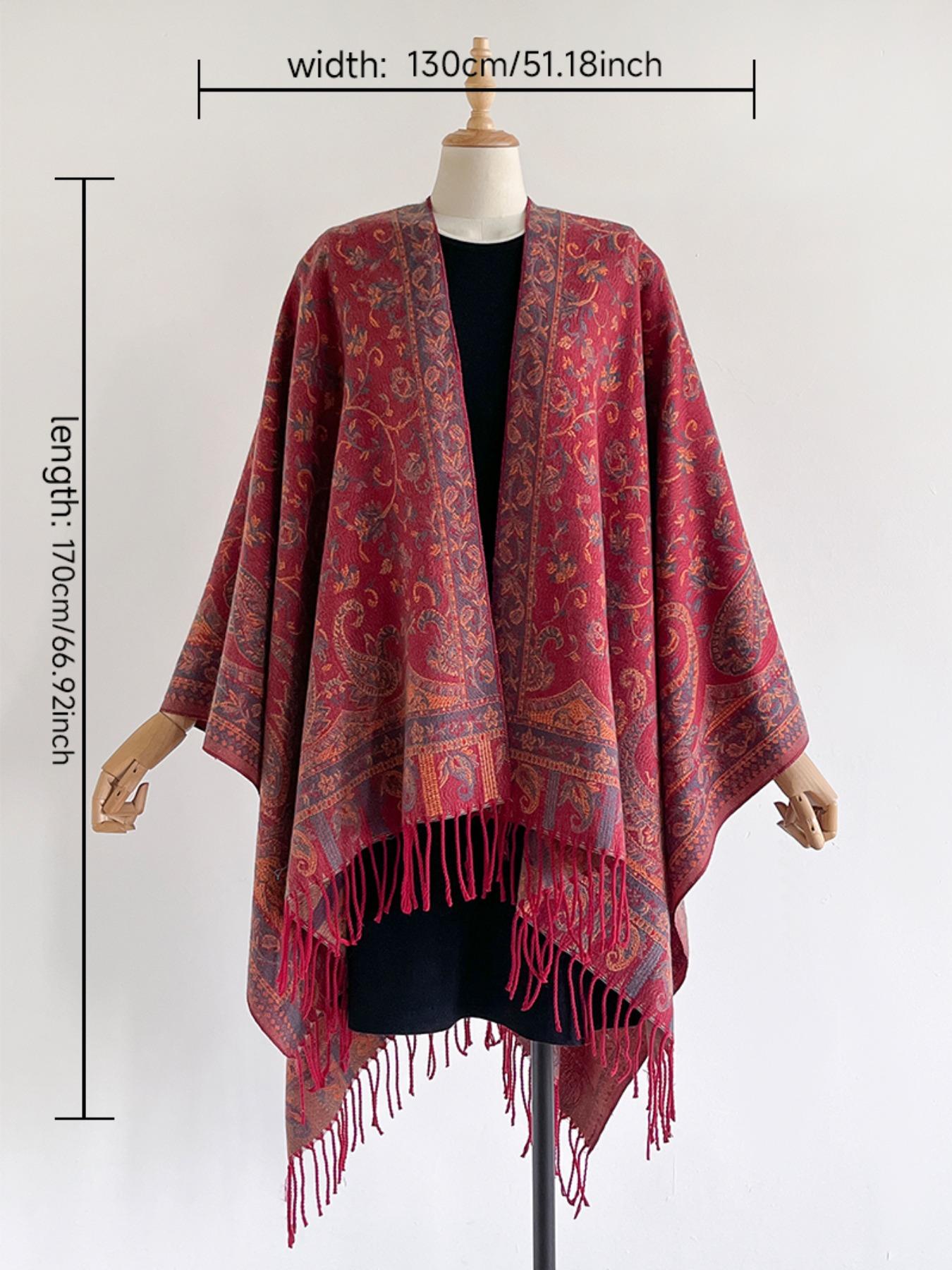 Bohemian Style Woven Shawl Scarf, Thick Fabric Fall Winter Accessory, Loose-Fit Design for Women & Girls, Perfect for Outdoor Travel Use