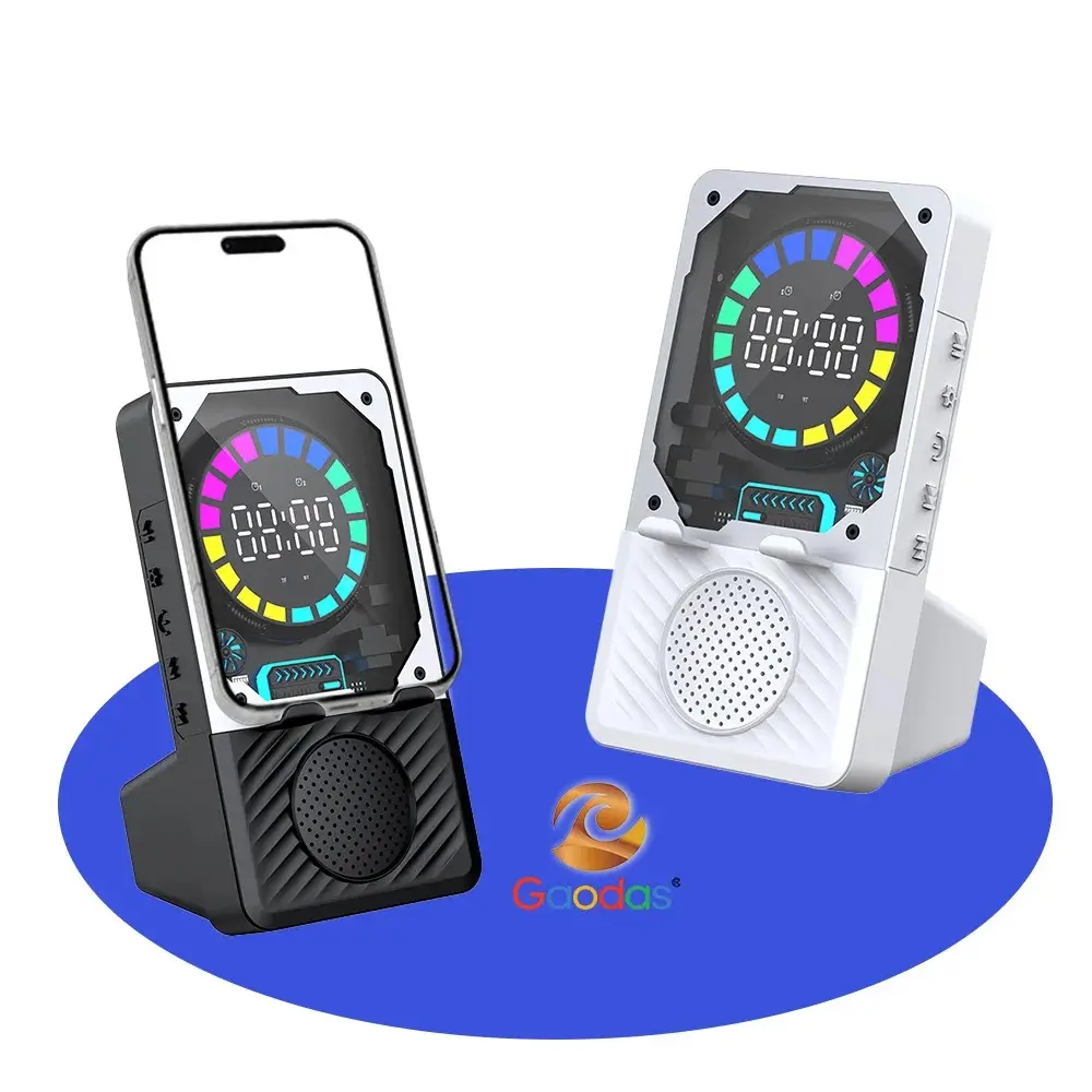 Mecha-Style 5W Phone Stand Speaker with RGB LED Light, Power Supply, Clock Function, New Design