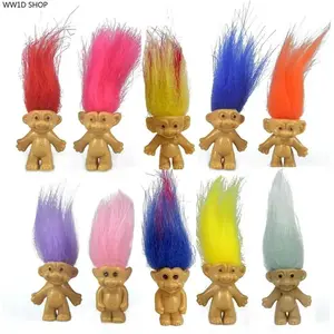 Vintage Lucky Troll Doll Figurine Set - Collectible Mini Character Statues, Colorful Home Decor, Desktop Display Ornaments for Shelves, Halloween Gift, Crafts Accessory Set