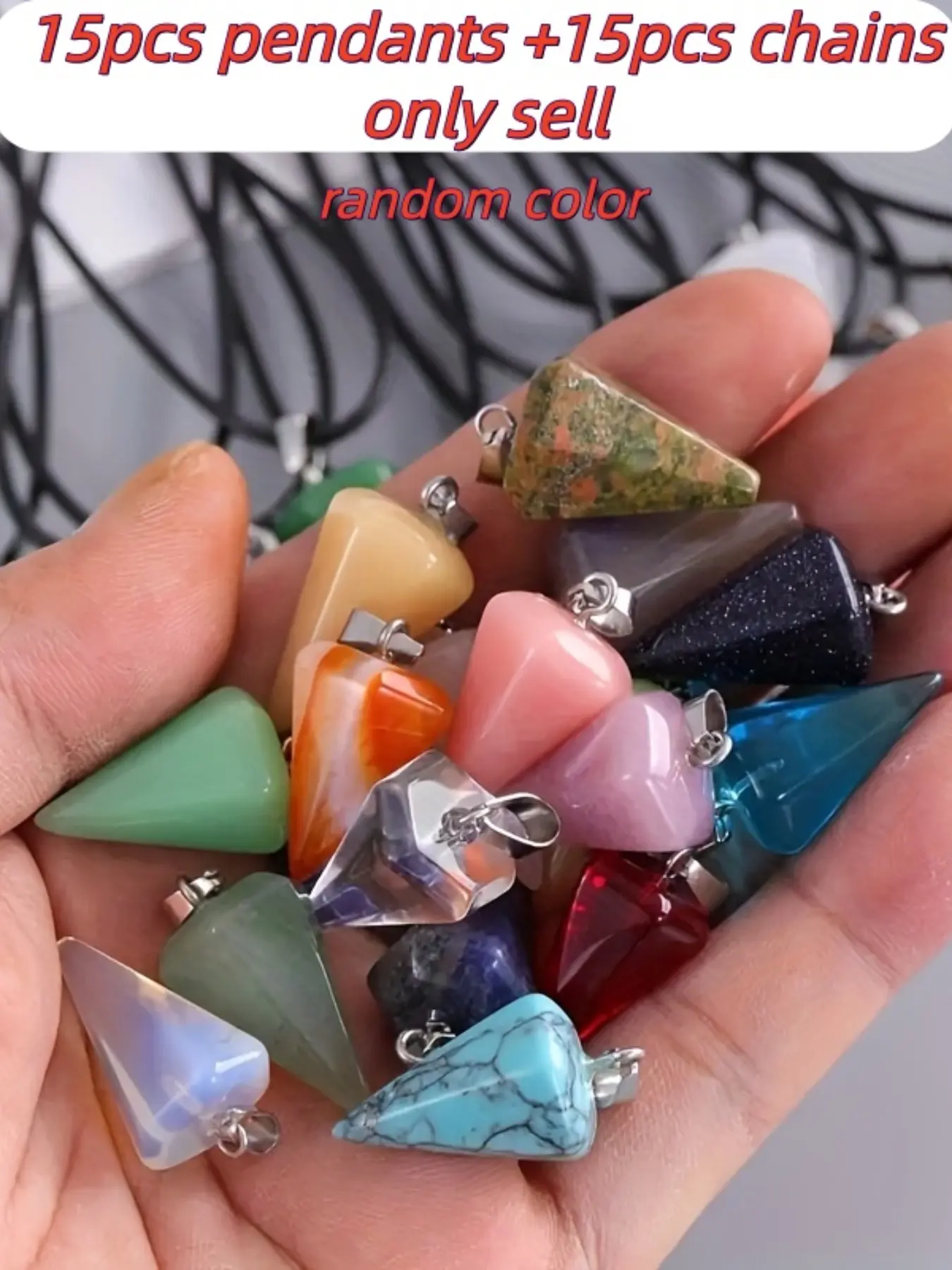 30-Piece Hexagonal Pyramid Crystal Pendant Set, Boho Style Stainless Steel Necklace, Crystal Pendants Set, Perfect for Home Decor and Gifts