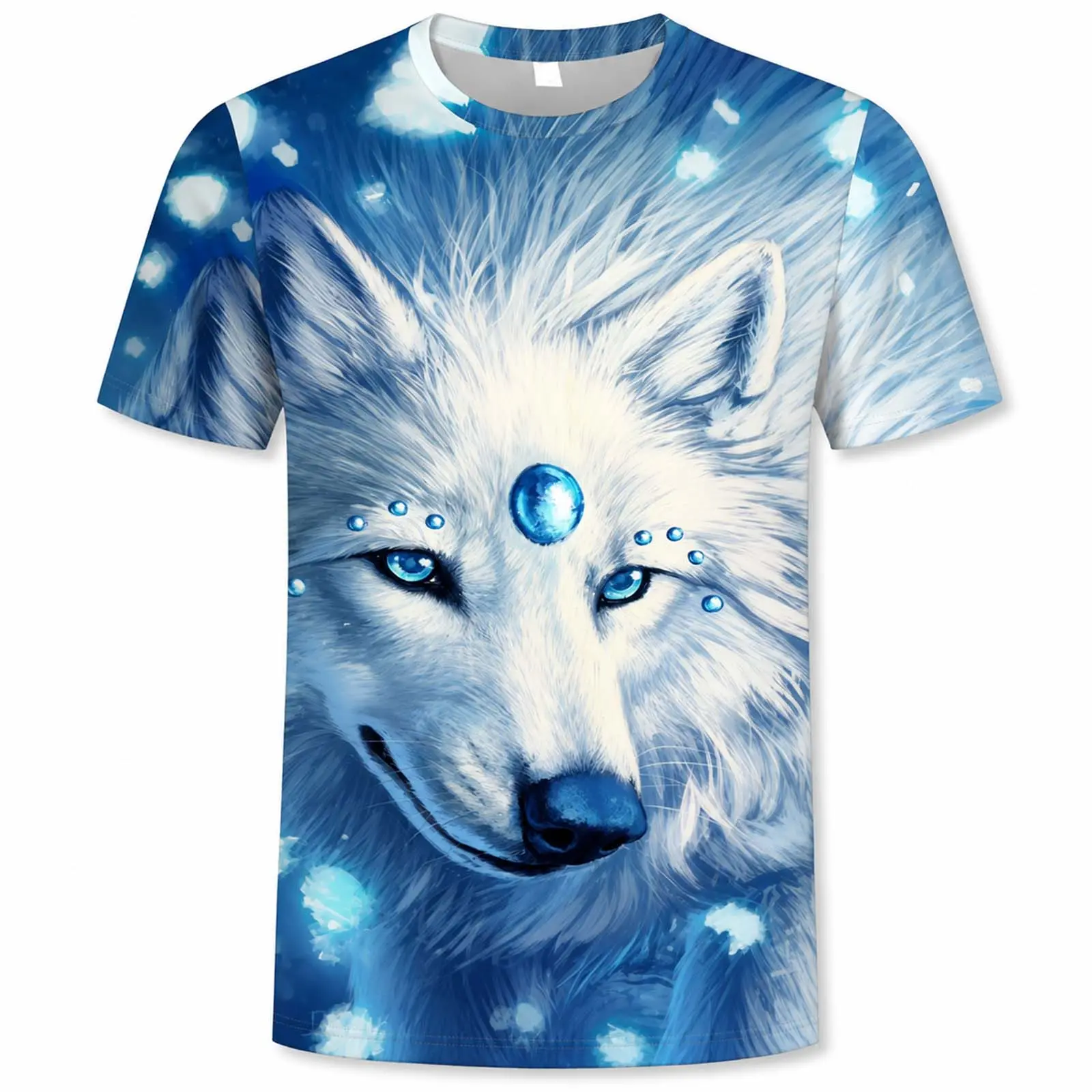 Men's Plus Size Viral 3D Wolf Graphic T-Shirt, Breathable Polyester Cotton Blend Short Sleeve Crew Neck Tee, Lightweight Casual Summer Streetwear Top for Big & Tall Men, Outdoor Wear, Vacation Looks, Party Style and Gift Ideas
