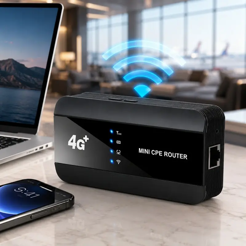 Portable WiFi Hotspot 4G Mobile Internet Router, Up to 300Mbps Travel WiFi with WiFi 6, 3000mAh Rechargeable Battery, SIM Card Slot and LAN Port for Multiple Devices, Road Trips Camping RV and Outdoor Work
