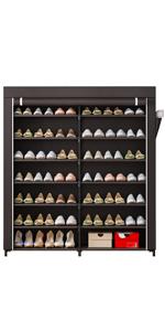 SUOERNUO 7 Tier Portable Metal Storage Organizer with Dust Cover Non Woven Side Shoe Shelf Cabinet Waterproof Smooth Installation Large Space Efficient Solution for Entryway Bedroom Dormitory Racks