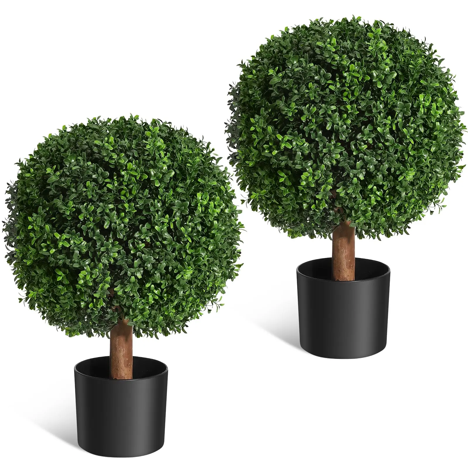 GARVEE19 Inch Artificial Topiary Boxwood Ball Trees – Decorative Greenery in Planter Pots, Perfect for Enhancing Front Porch and Outdoor Spaces with Elegant, Lush Foliage