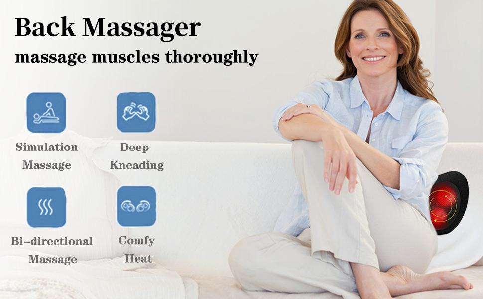 Back Massager with Heat,Shiatsu Neck Massager Pillow for Back,Neck,Shoulder,Foot & Lower Back Pain Relief,Electric Kneading Massager, Gifts for Women/Men/Dad/Mom/Fathers Day/Mothers Day