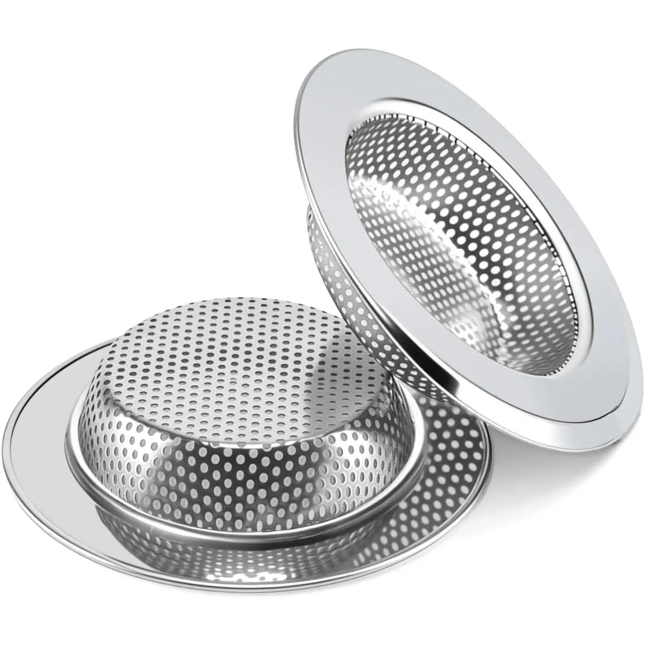 2 count Sink Drain Strainer Set, 4.5 Inch Outer Diameter | Stainless Steel Ktchen Sink Strainer, Sink Drain Cover Filter  Catcher Basket, Clogs and Keep Drains Clear
