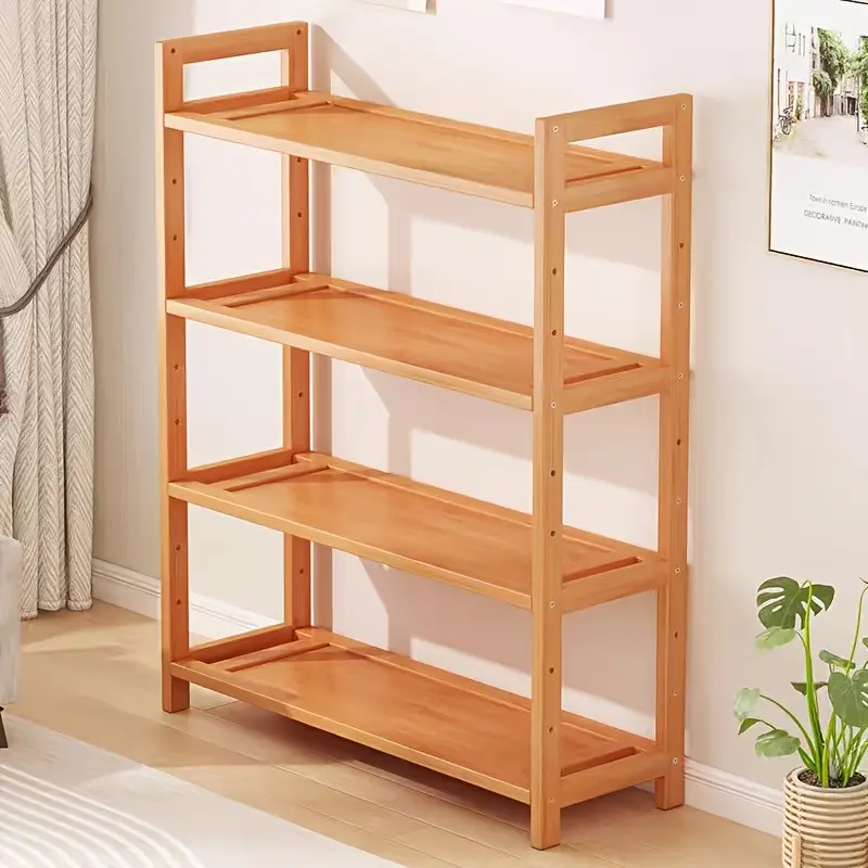4-Tier Bamboo Storage Shelf, Heavy-Duty Freestanding Organizer with 19.6-Inch Wide Adjustable Shelves, Space-Saving Multi-Purpose Rack for Kitchen, Bathroom, Living Room, Office & Lab, Home Storage & Display Stand