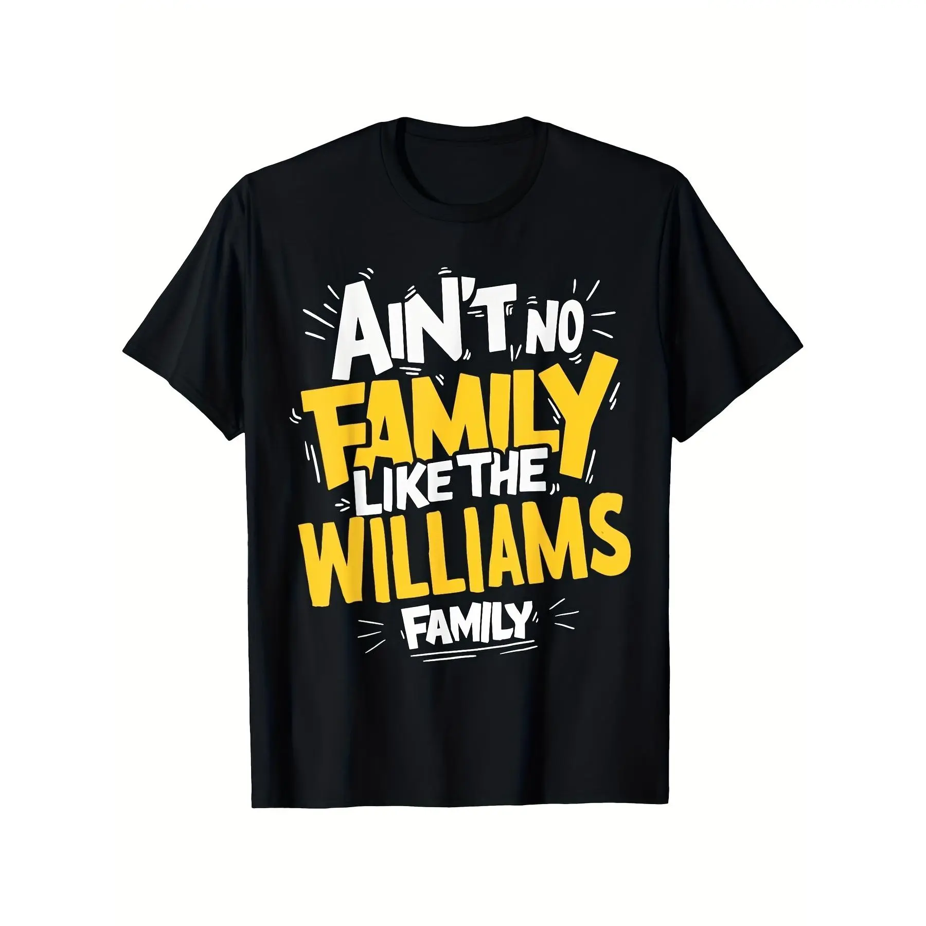 Men's Williams Family Reunion T-Shirt, Oversized Soft Cotton Graphic Tee with Bubble Print, Streetwear Style Top for Group Matching, Cargo, Bold Letters, Loose-Fit, Casual Fit