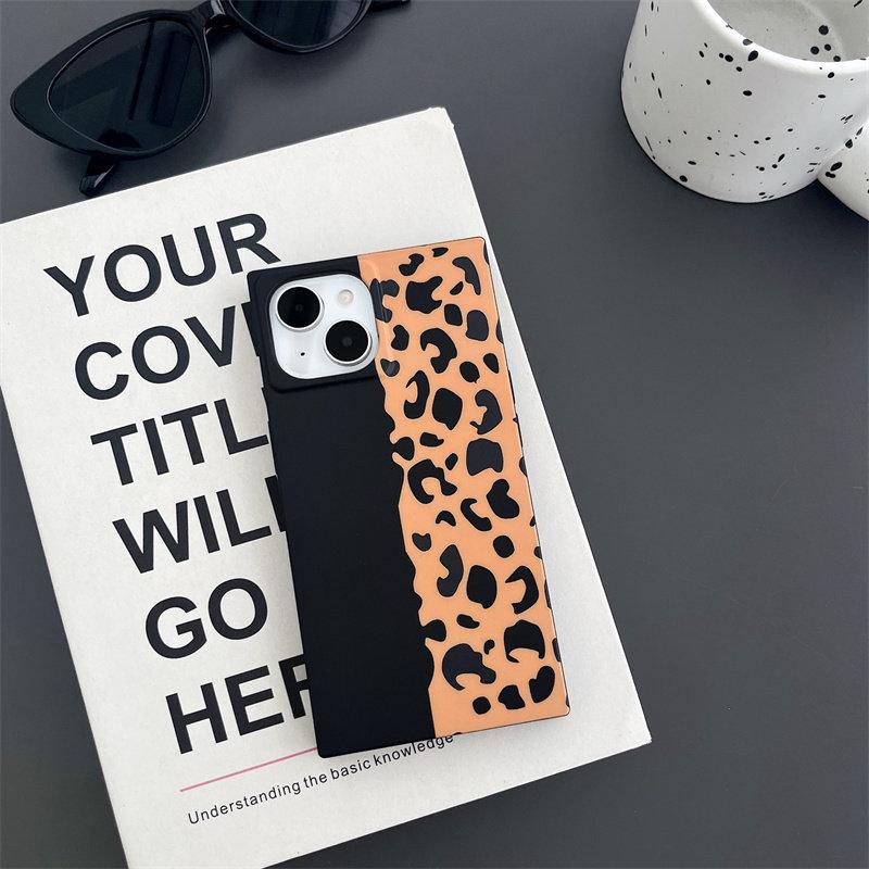Patchwork Pink & Leopard Print Phone Case for use with iphone 17 air 16 pro max 15 plus 14 pro 13promax Sharp-edged Square phone cases for iphone12/11 XS /XSMAX phone case for Mens girlish/girly trending Y2K