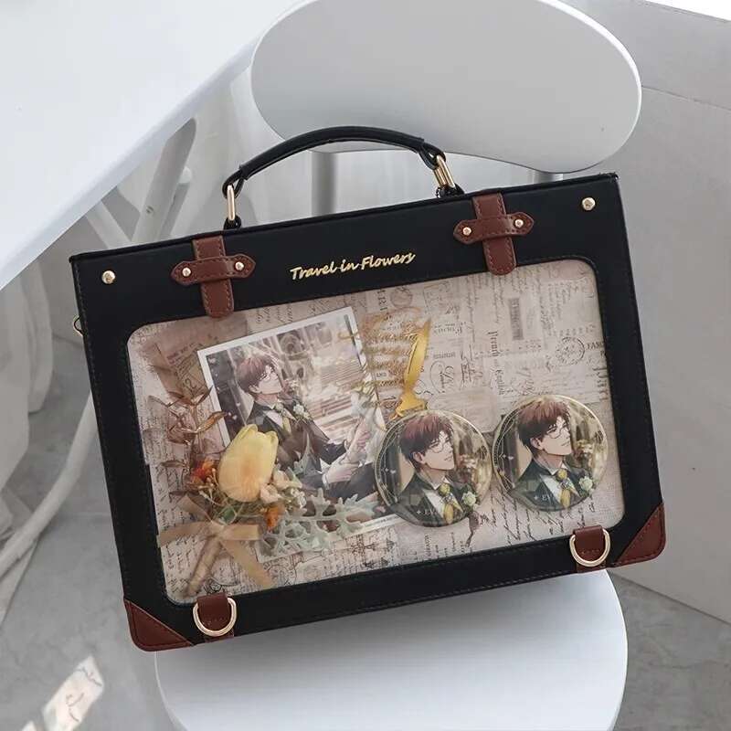 Y2K Preppy Style Large Capacity Ita Backpack Lolita Girl Transparent Fashion DIY Display Shoulder Bag Crossbody Bag Cute Handbag