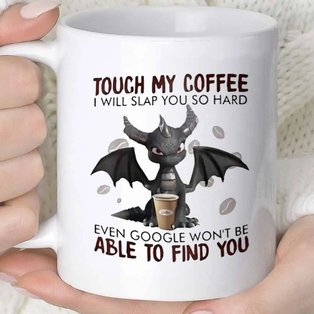 Funny Black Dragon Coffee Mug, "Touch My Coffee" Sarcastic Quote Ceramic Cup, Humorous Gift For Coffee Lovers, Dragon Fans, Coworkers And Friends, Halloween Gifts, Christmas Gifts