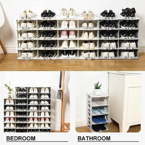 6-Tier Shoe Rack, Stackable Storage Organizer for Bedroom Entry, Adjustable Rack, Shoe Slots Shelf, Easy Tower Rack, Grey