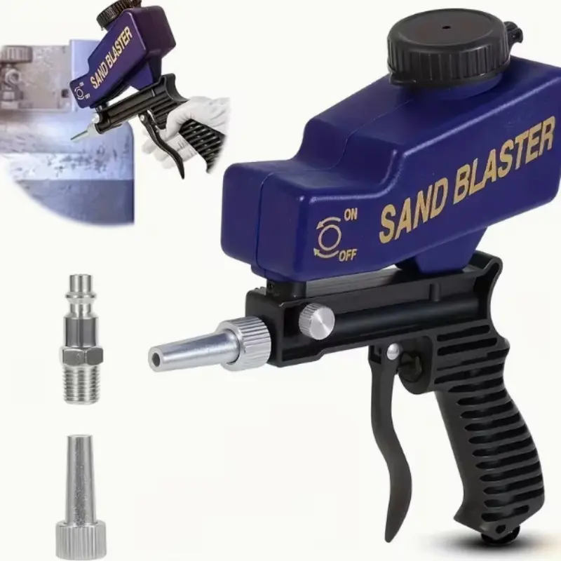 600cc Gravity Sandblaster Gun, Ergonomic Portable Rust and Paint Removal Tool, Adjustable Feed Adapter for Various Abrasives