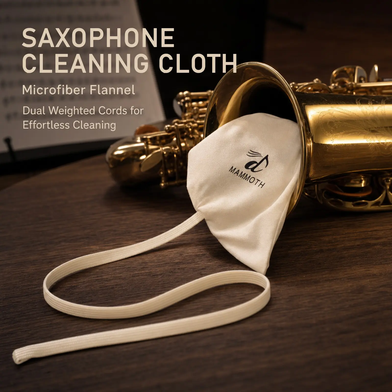Saxophone Interior Cleaning Cloth, Universal Alto & Tenor Sax Cleaner, Absorbent Fiber Velvet, Tube Inner Maintenance, High Water Absorption