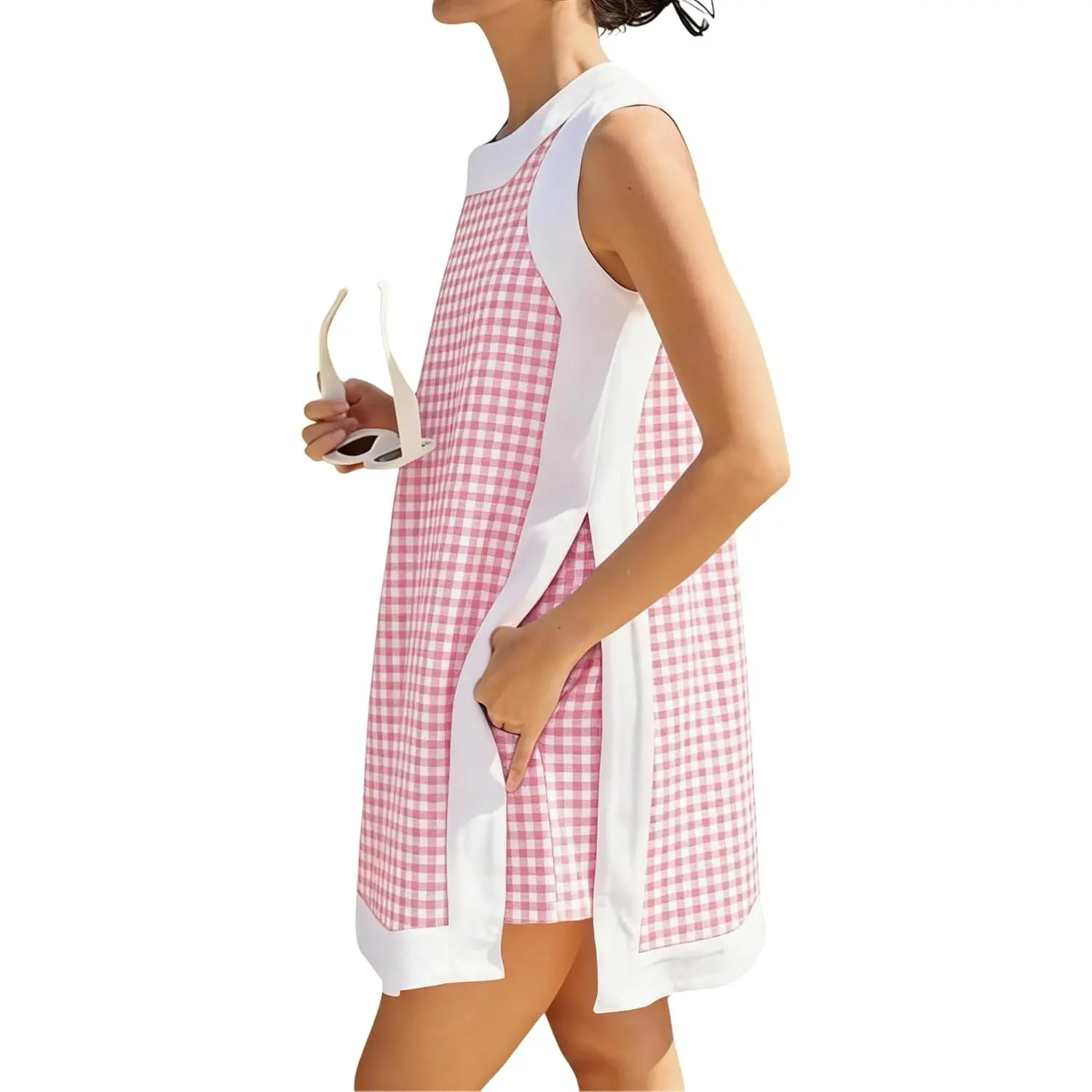 Two Piece Set for Women Casual Summer Plaid Sleeveless Tank Tops Matching Shorts Gingham Check Outfits