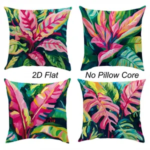 4pcs, Summer Boho Themed Throw Pillow Covers, Colorful Tropical Palm Leaf Pattern, Suitable for Living Room, Bedroom, Sofa and Bed Decoration, 2D Flat, Single Sided Printing, No Pillow Core