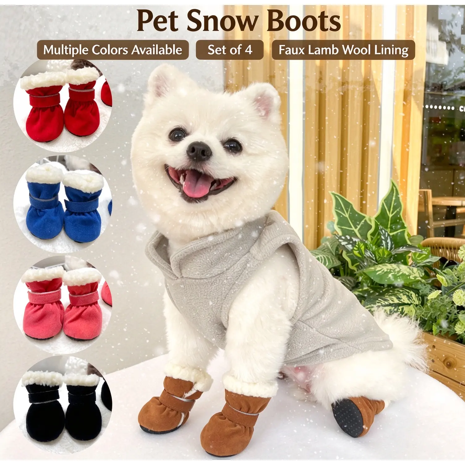 Stretch-Fit Plush Pet Paw Covers, Cozy Traction-Grip Dog Foot Wear with Fleece Cuff, Soft Paw Shield, Stylish Pet Gear for Daily Strolls & Outdoor Trips