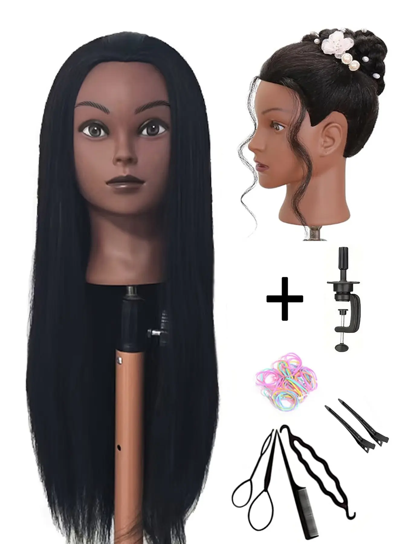 Mannequin Head with 26-Inch Synthetic Hair for Braiding Practice, Cosmetology Training Head, Ideal for Hairstyling, Hair Tools, Hair Weave Practice, Scalp Braids