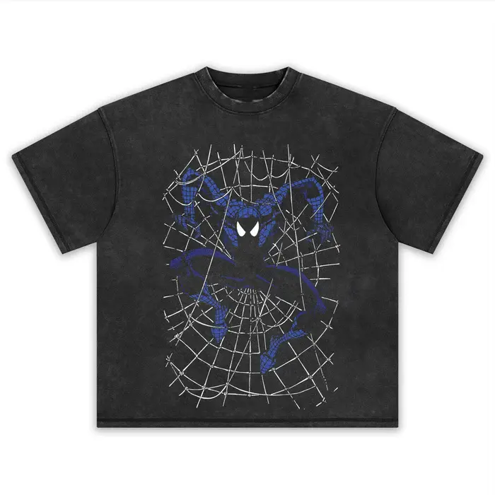 Men's Cotton Graphic Tee, Dark Fantasy Hero Vintage-Wash Streetwear Top, Casual Shortsleeve Round Neck, Menswear, Cotton Graphic Tees