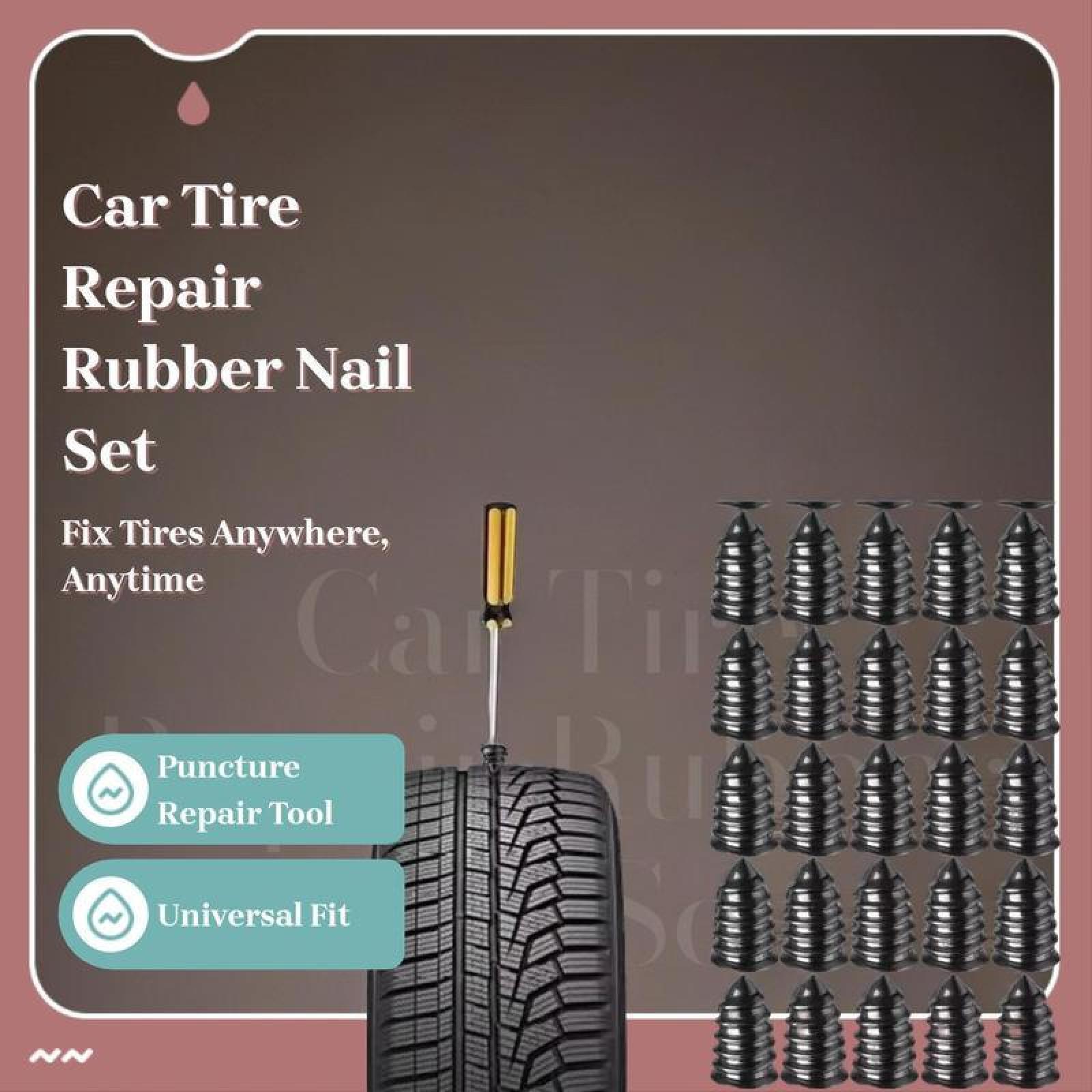 Rubber Flat Tire Repair Kit for Fast Repair of Tire Punctures,Tire Plug Kit with Screwdriver,Durable Car Tire Repair Kit Self-Service Repair Nails for Car Motorcycle Truck.