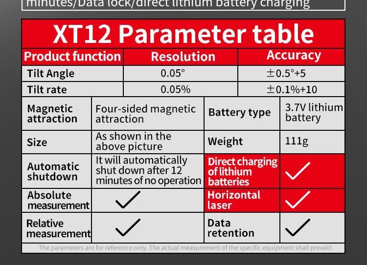 Measurable Four-Side Strong Magnetic Level Slope Straight Line Laser Goniometer Multifunctional Digital Display Inclinometer Multifunctional Stud and Wire Finder electronic laser Self-Leveling Rechargeable