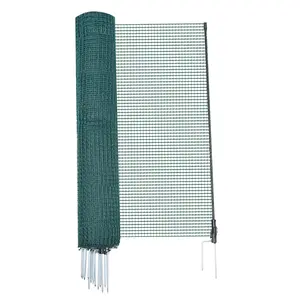 VEVOR Temporary Fence with Posts, 3 x 49.2 FT Plastic Mesh Fencing, Garden Safety Fences Netting with Double-Spike Stakes & Guy Ropes, Temporary Fence for Dogs, Chickens, Plants, Outdoor Yards