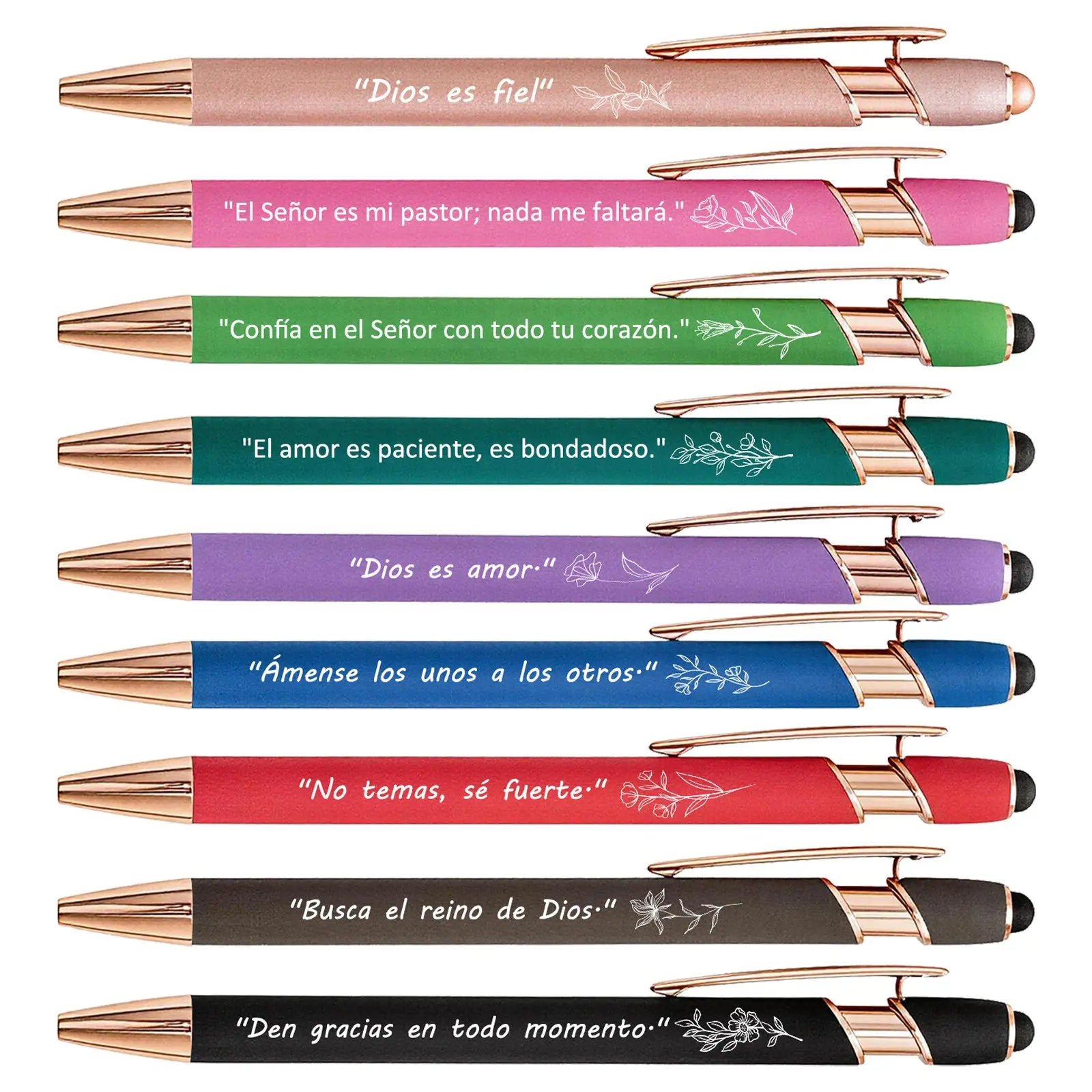 9/18/27pcs Ballpoint Pens with Spanish Bible Verses and Floral Design, Inspirational Gifts for Ministers and Church Members, Christian Writing Tools